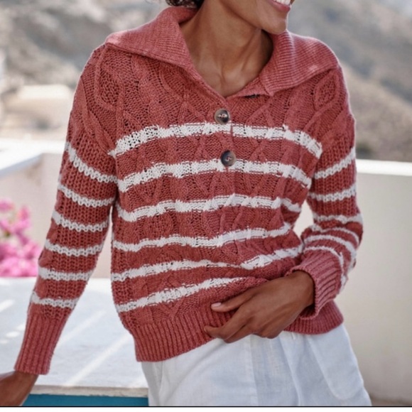 Garnet Hill Sweaters - Garnet Hill • Linen & Organic-Cotton Button-Detail Sweater